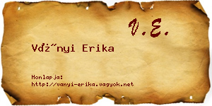 Ványi Erika névjegykártya